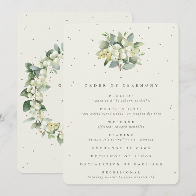 Programa Buquê de Noiva Elegante Creme Snowberry+Eucalipto  (Frente/Verso)