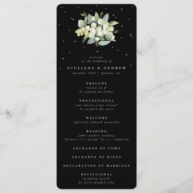 Programa Buquê de Noiva Elegante de Snowberry Preto + Eucal (Frente)