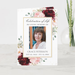 Programa Burgundy Blush Floral Greenerescência Foto Funeral