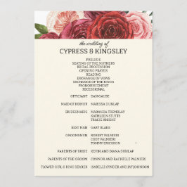 Programa Burgundy Fall Floral Weding Program