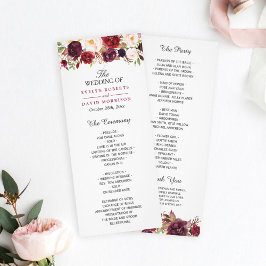 Programa Burgundy Marsala Red Floral Chic Wedment
