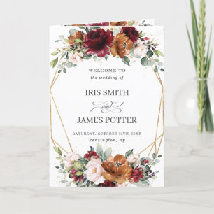 Programa Burgundy Rust Blush Floral Dourado Wedment