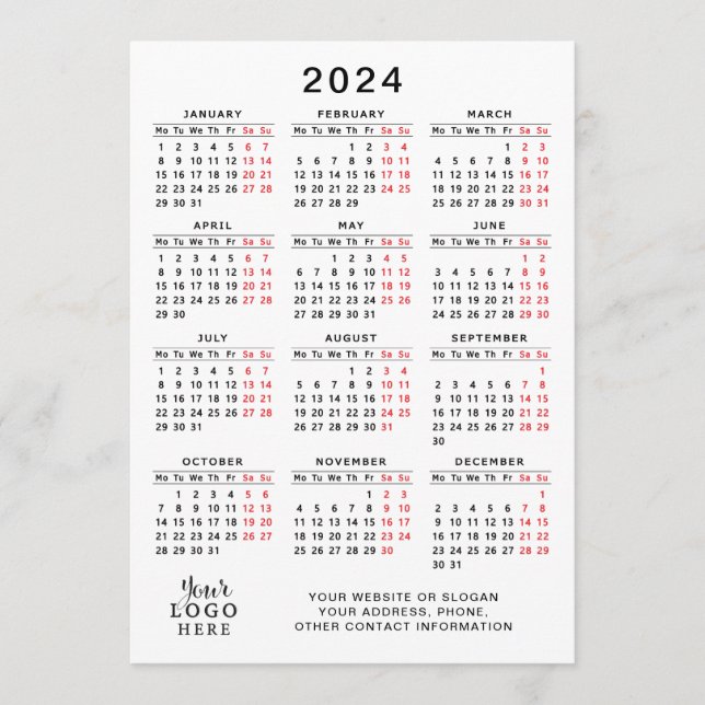 Programa Calendário do Ano de Cheio 2024 - Branco Vermelho  (Frente)