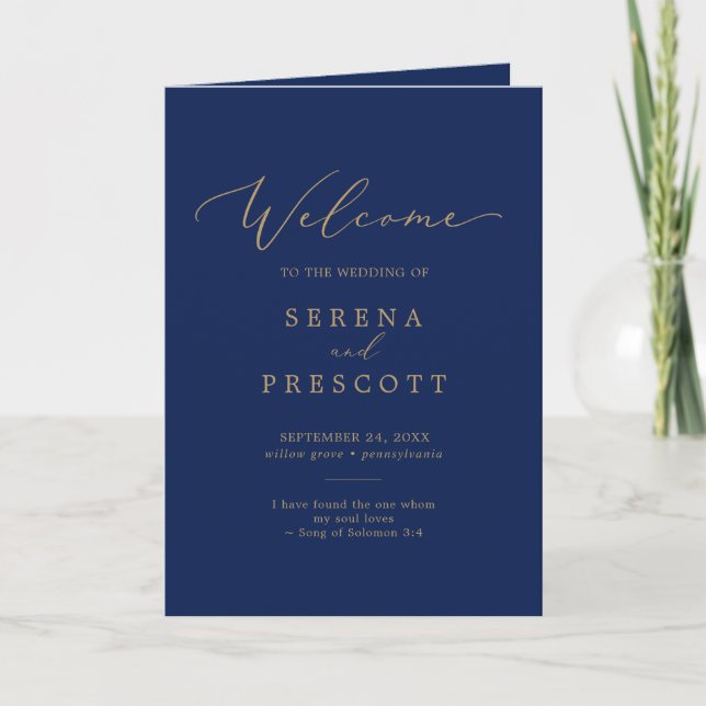 Programa Caligrafia Dourada Delicada | Casamento dobrado em (Frente)