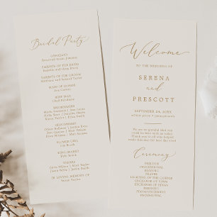 Programa Caligrafia Dourada Delicada Cream Wedding