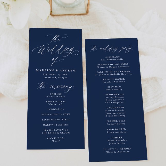 Programa Caligrafia Moderna e Elegante Casamento Azul-Marin (Criador carregado)