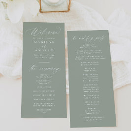 Programa Caligrafia Moderna e Elegante Casamento Verde Sábi