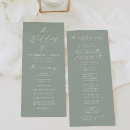 Programa Caligrafia Moderna e Elegante Casamento Verde Sábi