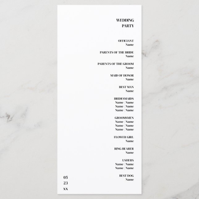 Programa Caligrafia romântica de luxo Casamento Dourado (Verso)