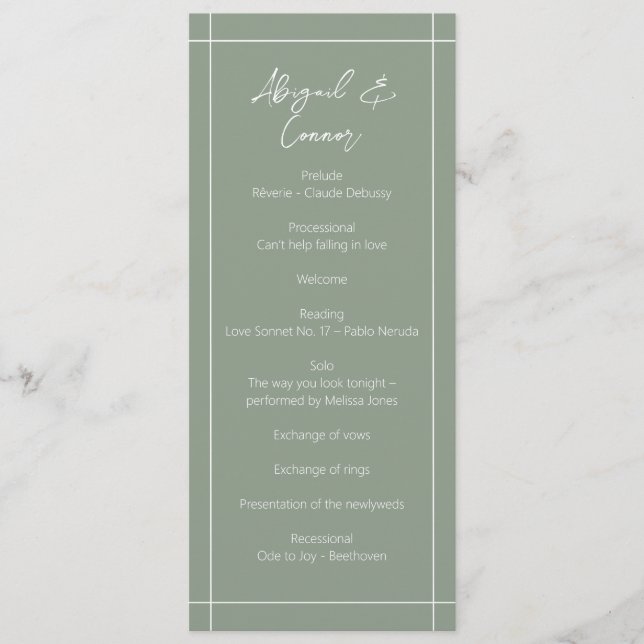 Programa Caligrafia Verde Sage Moderna Simples (Frente)