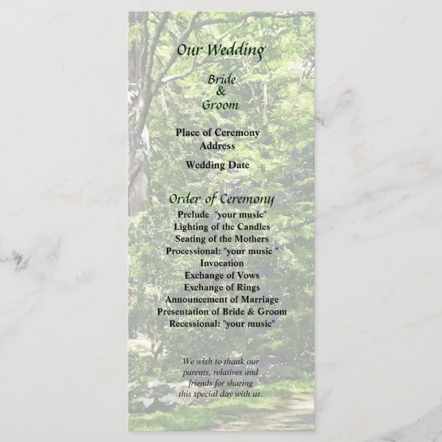 Programa Caminho em Park Wedding Program (Frente)