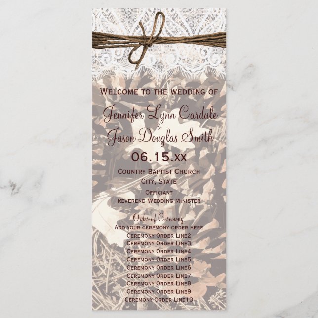 Programa Camo Hunting Theme Country Wedding Programs (Frente)