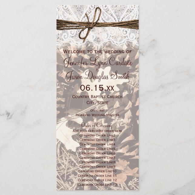 Programa Camo Hunting Theme Country Wedding Programs Ver3 (Frente)