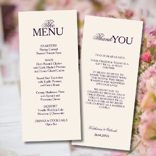 Programa Cardápio de casamento Champagne Formal Old Money O
