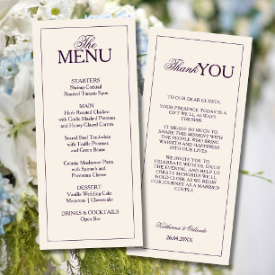 Programa Cardápio de casamento Deep Plum Formal Old Money A