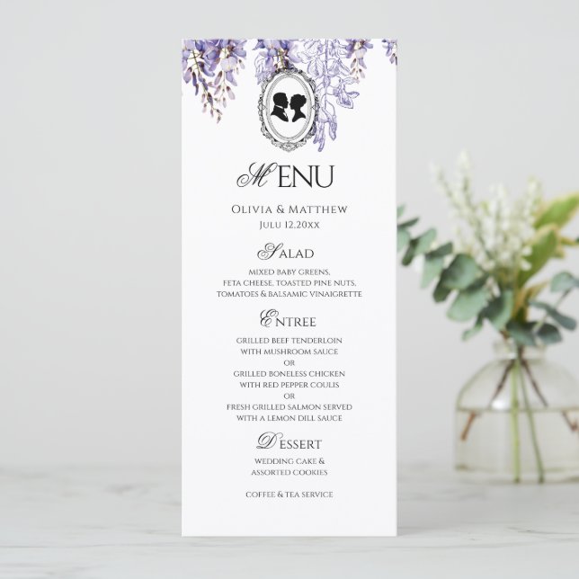 Programa Cardápio de Casamento Florais Elegantes Régence Vi (Em pé/Frente)