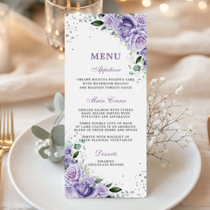 Programa Cardápio de Casamento Floral Lilás Lavanda Roxo Nu