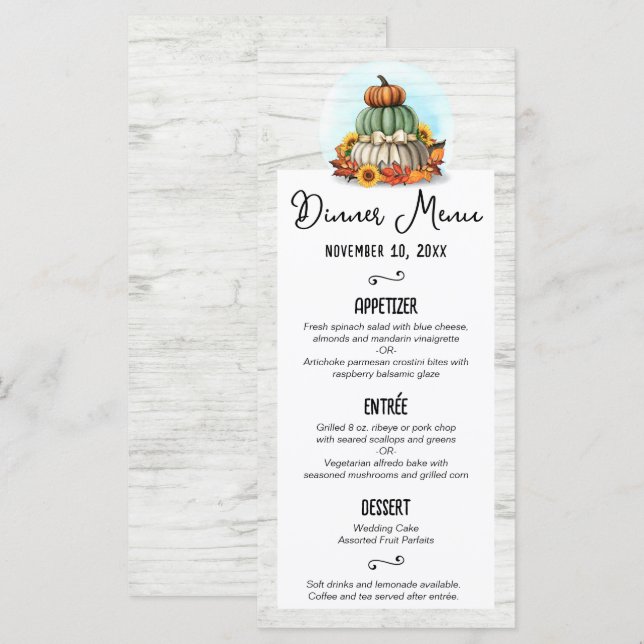 Programa Cardápio de Outono Rústico de Campo com Girassóis  (Frente/Verso)
