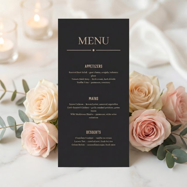 Programa Cardápio Minimalista Preto de Restaurante ou Casam (Criador carregado)