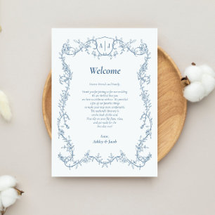 Programa Carta e Itinerário de Casamento Botânico em Azul A