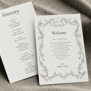 Programa Carta e Itinerário de Casamento Botânico em Verde