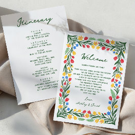 Programa Carta e Itinerário de Casamento de Flores Silvestr