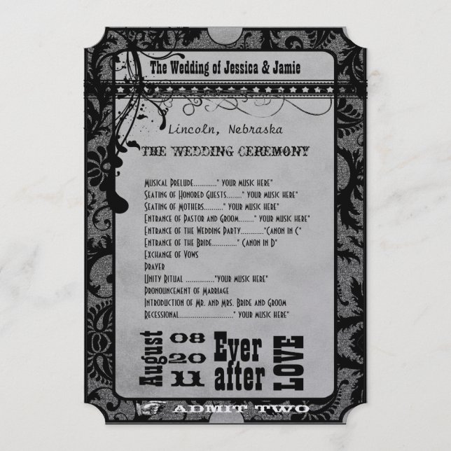 Programa Cartaz de Broadway de Filme de Ingresso de Casamen (Frente)