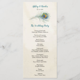Programa Cartola de Casamento de Penas de Peacock Bohemian