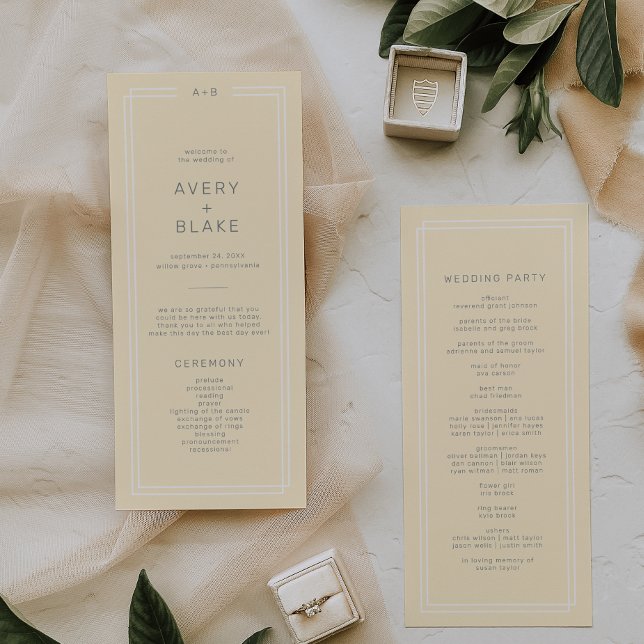 Programa Casamento Amarelo da Manteiga Neutra Simples da AV (AVERY Simple Neutral Butter Yellow Wedding Program)