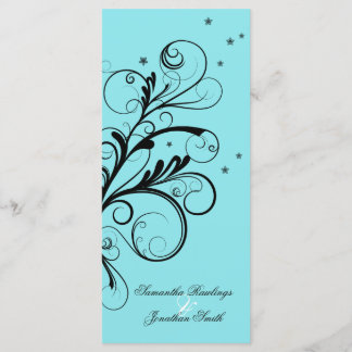 Programa Casamento Aqua Blue Floral Elegante Swirl