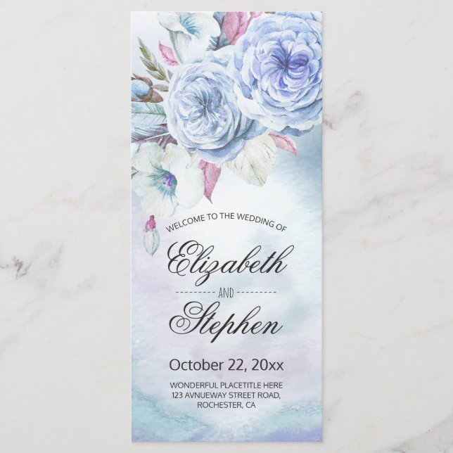 Programa Casamento Aquarela Bohemian Floral Feathe (Frente)