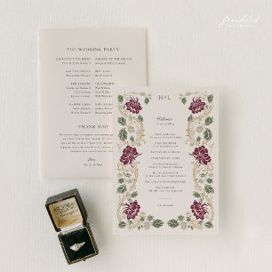 Programa Casamento Art Nouveau Floral Borgonha