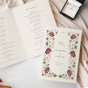 Programa Casamento Art Nouveau Floral Borgonha