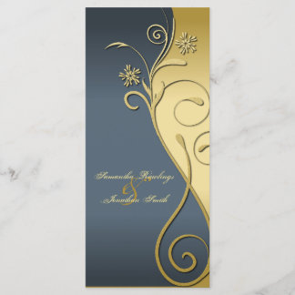 Programa Casamento - Azul Clássico e Dourado Flora