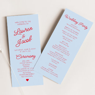 Programa Casamento Azul Vermelho Minimalista Moderno