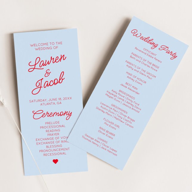Programa Casamento Azul Vermelho Minimalista Moderno (Criador carregado)