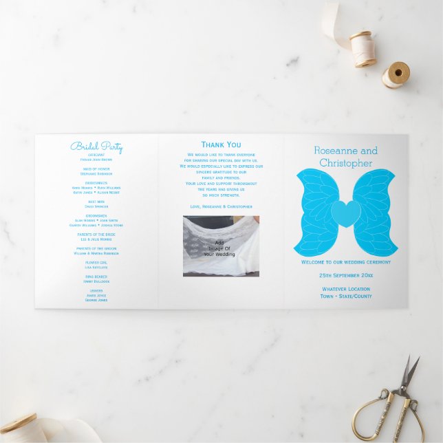 Programa Casamento Blue Angel Wings Heart Design (Fora)