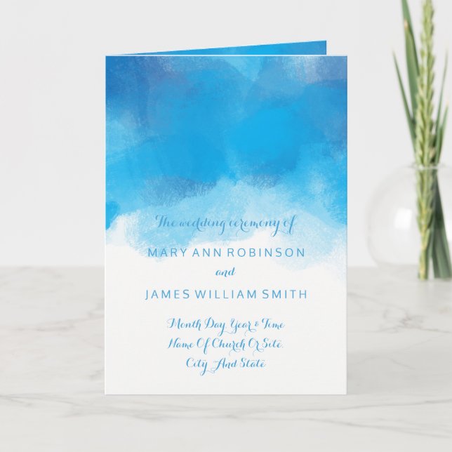 Programa Casamento Blue Watercolor (Frente)