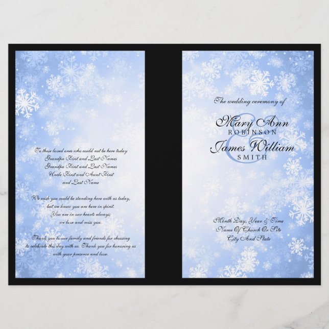 Programa Casamento Blue Winter Wonderland Sparkle (Frente)
