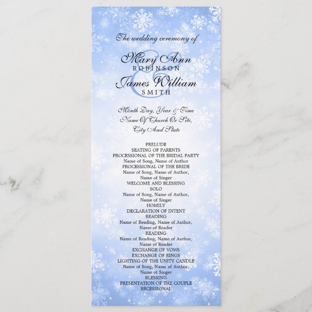 Programa Casamento Blue Winter Wonderland Sparkle (Frente)