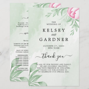 Programa Casamento Boho Watercolor Eucalyptus