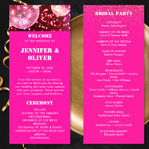 Programa Casamento Bolas de Discoteca Glitter Rosa Ousado C