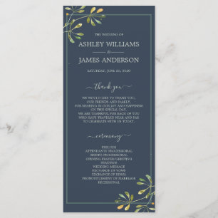 Programa Casamento Botânico Azul-Marinho Eucalyptus Verde