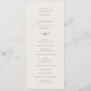 Programa Casamento Botânico Elegante Verde Salvia Moderno