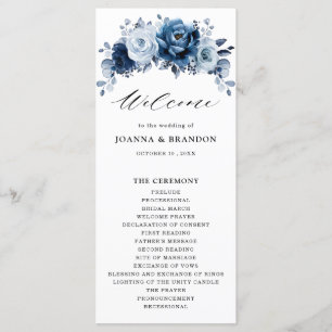 Programa Casamento Botânico Floral de Marinho Azul Dusty