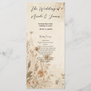 Programa Casamento Botânico Floral Delicado Vintage Boho