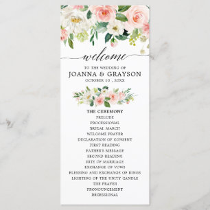 Programa Casamento Botânico Moderno - Florais Rosa-Esbranqu