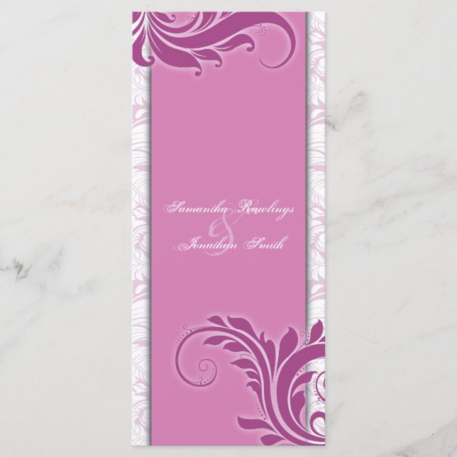 Programa Casamento Branca Rosy Rosa Elegante Rosa  (Frente)