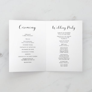 Programa Casamento branco e preto elegante dobrado