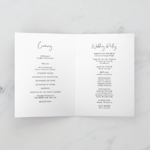 Programa Casamento branco e preto elegante e moderno dobrad